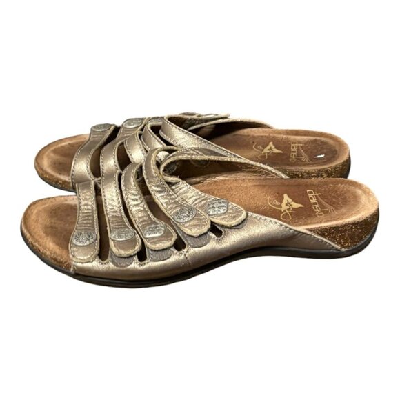 Dansko shoes Women's‎ Size EU 38 US 7.5-8 Sandals Janie Leather Brown Gold - Picture 2 of 5